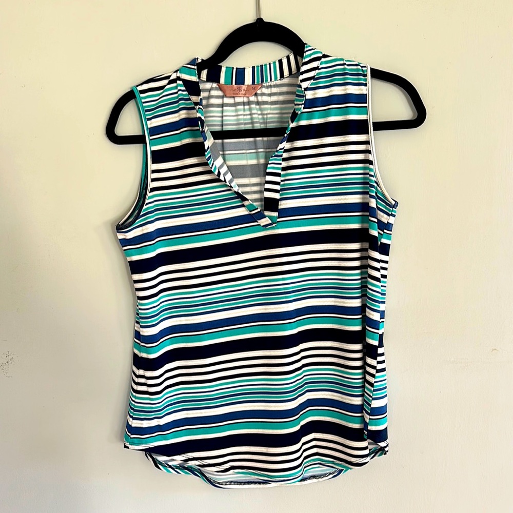 🔥 2/$8, 3/$10, 4/$12 🔥 teal, blue, and white striped tank